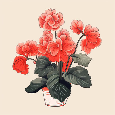 here is the rewritten seo description:

ceramic vessel showcases a striking white and red striped pot, adding a pop of color to the arrangement, blending bold lines and a muted color palette that evokes a sense of nostalgia and charm, reminiscent of a vintage illustration, perfect for home decor and interior design enthusiasts. ai generatedの素材