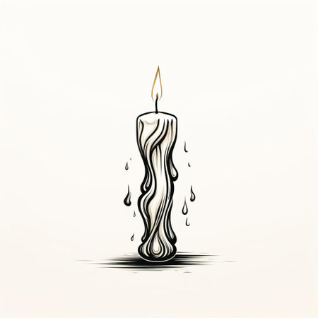 a serene candle illustration in simple line art style stands out against a pristine white background, evoking a sense of peaceful ambiance and tranquility, perfect for relaxation and meditation, adding a touch of elegance to any space with its minimalist design. ai generatedの素材