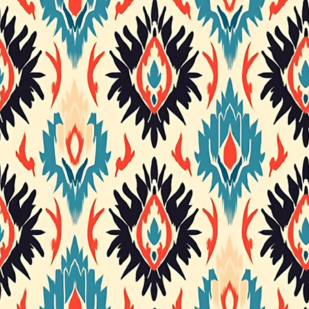 the ikat pattern vector features a stunning, intricately designed textile motif, showcasing a blend of traditional and modern elements, perfect for use in fashion, home decor, and graphic design projects, evoking a sense of cultural heritage and bohemian chic. ai generatedの素材