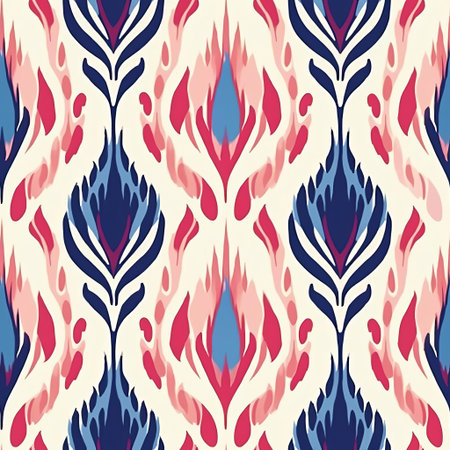 the ikat pattern vector features a vibrant and intricate design, showcasing a traditional textile art form originating from central asia, characterized by blurred and feathered edges, creating a stunning visual effect, perfect for modern digital designs, fabrics, and wallpapers. ai generatedの素材