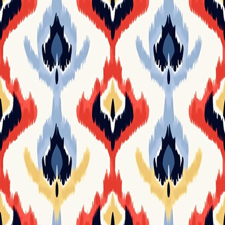 the ikat pattern vector features a vibrant and intricate design inspired by traditional textiles, showcasing a mesmerizing blend of geometric shapes, swirling motifs, and bold colors, perfect for adding a touch of cultural flair to your digital projects, such as fabrics, wallpapers, and graphic designs. ai generatedの素材