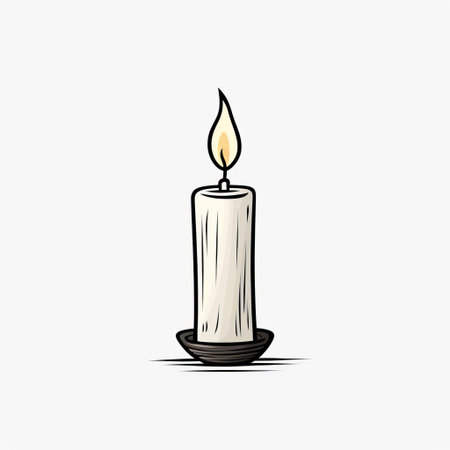 a serene candle illustration in simple line art style stands out against a pristine white background, evoking feelings of calmness and tranquility, perfect for minimalist designs, relaxation, and meditation, adding a touch of elegance to any space or digital project. ai generatedの素材