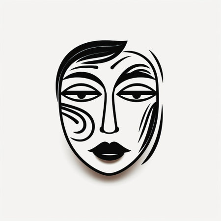 the face, illustrated in a minimalist style, features a subtle smile and delicate facial features, created using simple lines and shapes, perfect for digital designs, logos, and icons, adding a touch of elegance and sophistication to any visual project. ai generatedの素材