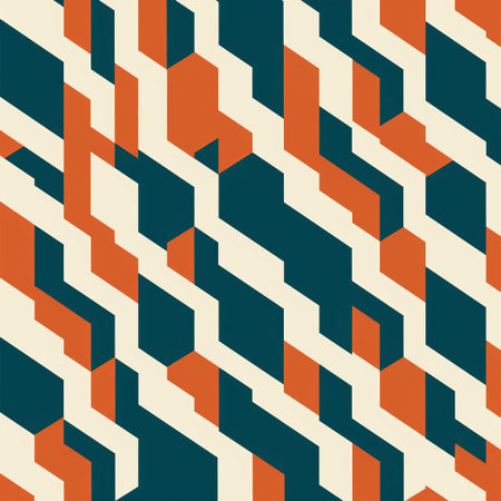 the geometric pattern features a modern and minimal design with an endless repeat, showcasing a striking contrast between two bold colors, creating a visually appealing and harmonious visual experience, perfect for wallpaper, fabric, or digital design backgrounds. ai generatedの素材