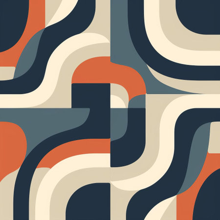 the geometric pattern features a modern minimal design with an endless repetition of shapes in two contrasting colors, creating a visually striking and harmonious visual effect, perfect for wallpaper, fabric, or digital design backgrounds, evoking a sense of simplicity and sophistication. ai generatedの素材