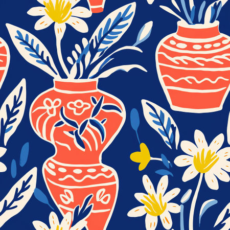 matisse's stunning ikebana pattern features a vibrant arrangement of colorful flowers, foliage, and abstract shapes, blending traditional japanese floral art with modernist flair, creating a mesmerizing visual harmony that showcases the artist's unique style and creative genius in floral design and modern art. ai generatedの素材