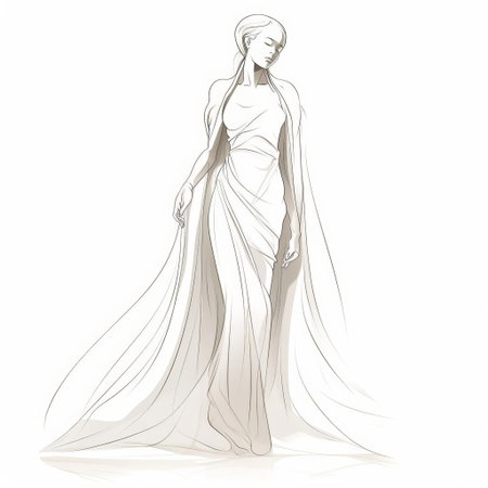 the woman stands elegantly in this simple line art vector image, showcasing her graceful full body pose, exuding femininity and sophistication, perfect for illustrations, graphics, and designs requiring a touch of elegance and refinement in digital art. ai generatedの素材