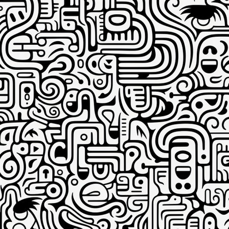 the vibrant doodle poster features bold, thick lines that create a playful and whimsical atmosphere, perfect for adding a touch of creativity to any room's decor, with its abstract shapes and minimalist design making it a great addition to modern spaces. ai generatedの素材