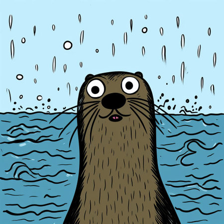 the otter, with its sleek fur and playful demeanor, is captured in a whimsical illustration by artist allie brosh, showcasing its adorable facial expression and agile body, highlighting the joy and wonder of wildlife and the beauty of nature's creatures in their natural habitats. ai generatedの素材