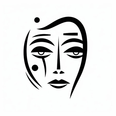 face, a minimalist masterpiece, is elegantly depicted in this simple line art vector image, showcasing a subtle yet expressive ss symbol, perfect for modern designs, logos, and digital art, evoking emotions with its clean lines and geometric simplicity. ai generatedの素材