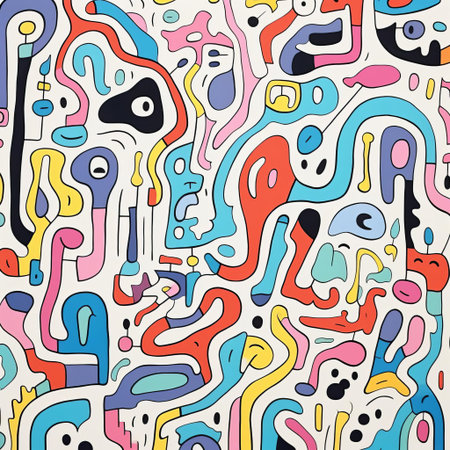 the poster features a simple yet striking doodle design, created with thick lines that add a bold and playful touch, perfect for decorating a modern space with a dash of whimsy and creativity, ideal for art enthusiasts and fans of minimalist graphic art. ai generatedの素材