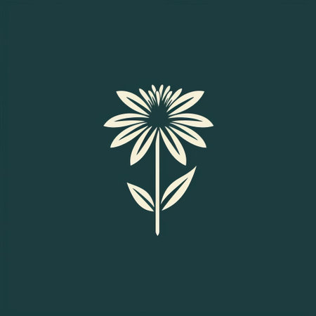 the echinacea flower is beautifully represented in this minimal line logo, crafted with precision in vector format, showcasing the delicate petals and cone-shaped center of this popular herbal remedy, often used in natural health supplements and teas for its immune-boosting properties. ai generatedの素材