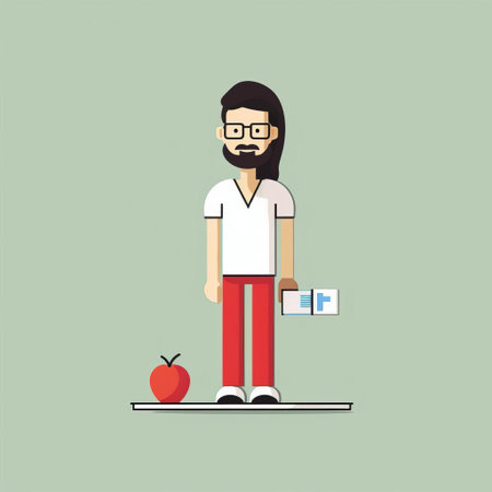 the cartoon character stands out with its minimalist design, showcasing a healthy and happy figure, surrounded by lush greenery and vibrant flowers, promoting a sense of wellness and positivity, perfect for illustrations about fitness, nutrition, and mental health. ai generatedの素材