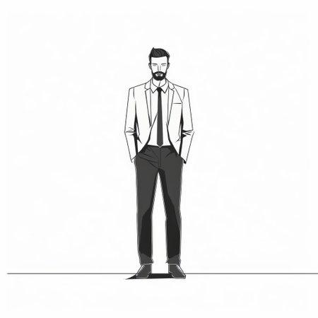 woman standing confidently in a powerful pose, illustrated in a simple yet elegant line art vector image, showcasing her full body in a minimalist yet striking design, perfect for modern graphics and digital art projects. ai generatedの素材