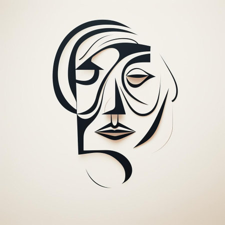 face, a minimalist illustration, is depicted in a simple line art vector image, showcasing a subtle yet expressive th symbol, perfect for modern designs, logos, and digital art, conveying a sense of elegance and sophistication in a clean and minimalist style. ai generatedの素材
