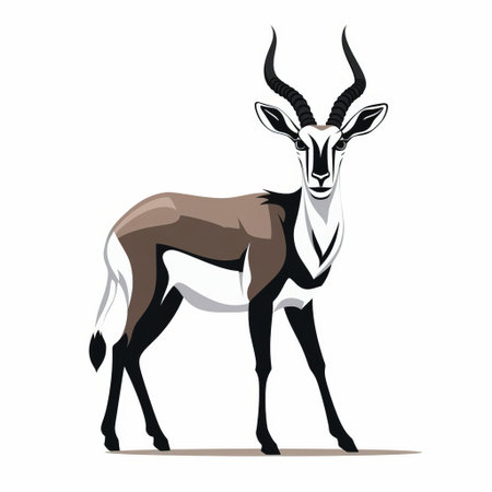 a gazelle stands elegantly against a pure white background, its slender body and long horns beautifully illustrated in a striking black and white line art style, perfect for nature lovers and design enthusiasts seeking a clean and minimalist aesthetic. ai generatedの素材