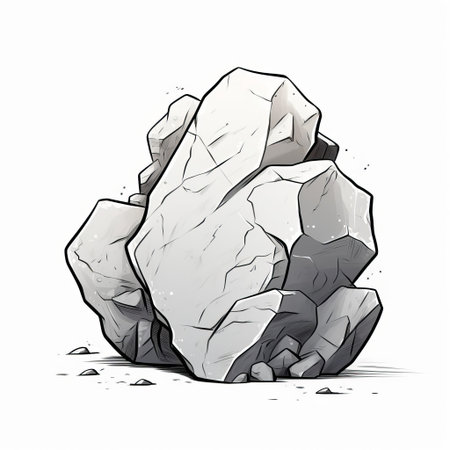 a rock stands out against a pristine white background in this minimalist line art illustration, showcasing the beauty of simplicity and elegance, perfect for nature lovers and fans of subtle design, evoking feelings of serenity and calmness. ai generatedの素材