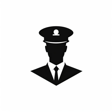 the officer icon, depicted in a sleek monocolored design, embodies authority and professionalism, perfect for use in law enforcement or government-related branding, conveying a sense of trust and reliability, while its minimalist approach ensures versatility in various digital applications. ai generatedの素材