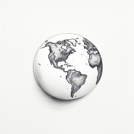 the earth, depicted in a simple yet striking line art style, stands out against a crisp white background, evoking a sense of serenity and purity, perfect for nature lovers and design enthusiasts alike, highlighting the beauty of our planet in a minimalist yet impactful way. ai generatedの素材