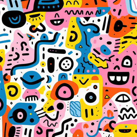 the poster features a simple yet striking doodle design, crafted with thick lines that add a bold and playful touch, perfect for decorating a modern space with a dash of whimsy and creativity, ideal for art enthusiasts and fans of minimalist graphics. ai generatedの素材