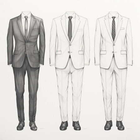 the suit outline, meticulously crafted on a pristine white background, showcases a sleek and modern design, perfect for fashion enthusiasts and designers seeking inspiration for bespoke attire, business wear, or formal events, highlighting the essence of sophistication and elegance. ai generatedの素材