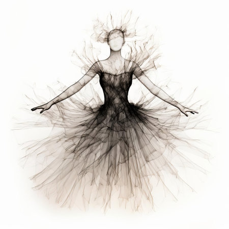 the ballet dancer's tutu outline, delicately drawn on a pristine white background, showcases the iconic silhouette of a classical ballerina, evoking feelings of elegance and sophistication, perfect for dance enthusiasts, fashion designers, and art lovers alike, highlighting the beauty of ballet costumes and dancewear. ai generatedの素材