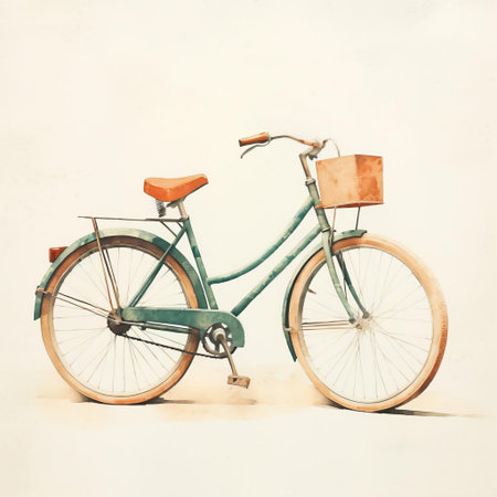 retro bike enthusiasts will love this stunning minimalist monotype print, featuring a vintage-inspired bicycle with sleek lines and bold colors, evoking a sense of nostalgia and freedom, perfect for decorating a modern living room or office with a touch of classic charm. ai generatedの素材