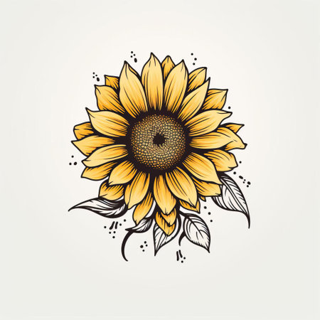 the sunflower, a bright and cheerful flower, stands tall against a clean white background in this stunning simple line art illustration, showcasing its intricate details and bold petals, perfect for adding a touch of warmth and elegance to any space or design. ai generatedの素材