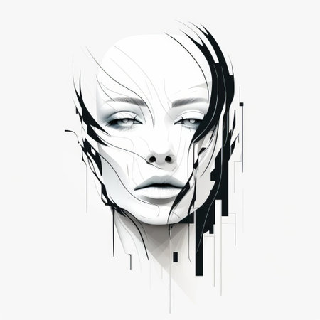 the elegant face, depicted in a simple line art vector image, exudes a sense of sophistication and refinement, perfect for modern designs and digital illustrations, featuring clean lines, minimalism, and a touch of subtlety, ideal for use in various creative projects and artistic expressions. ai generatedの素材