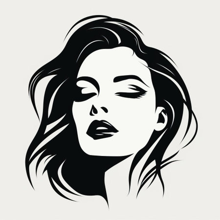 the elegant face of a young woman is beautifully captured in this simple line art vector image, showcasing her delicate features and subtle expressions, perfect for use in modern designs, illustrations, and digital art projects, evoking a sense of minimalism and sophistication. ai generatedの素材