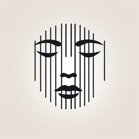 the face, depicted in a minimalist style, features a serene expression with subtle facial features, created using simple line art and vector graphics, perfect for digital designs, illustrations, and modern art projects requiring a clean and elegant aesthetic. ai generatedの素材
