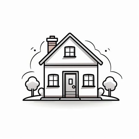 the house stands out against a crisp white background, its simple yet elegant line art design showcasing clean lines, minimal ornamentation, and a touch of modernity, evoking a sense of serenity and sophistication in this beautiful illustration of a humble abode. ai generatedの素材