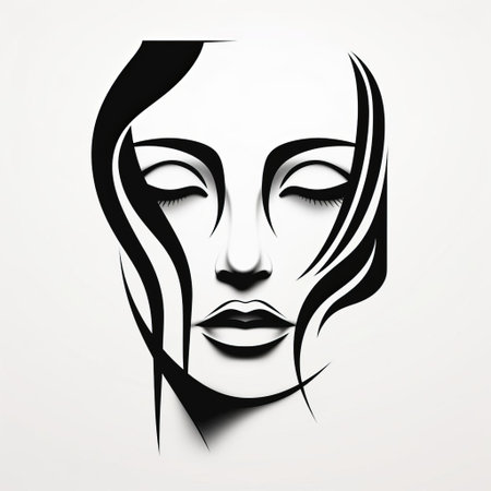 the face, a minimalist illustration, is depicted in a simple line art vector image, showcasing a subtle yet expressive design, perfect for digital art enthusiasts, graphic designers, and anyone who appreciates clean and modern visual aesthetics. ai generatedの素材