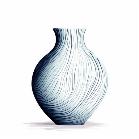 the vase, elegantly illustrated in simple line art, stands out against a crisp white background, its slender neck and curves beautifully accentuated, while a pop of indigo adds a touch of sophistication and creativity to this stunning minimalist design. ai generatedの素材