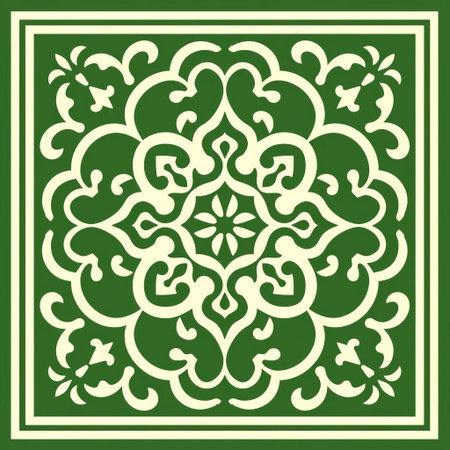 the rug, a stylish home decor element, is beautifully depicted in a vibrant green style as a vector stencil, perfect for digital art, graphic design, and interior design projects, evoking a sense of nature and freshness in any room. ai generatedの素材