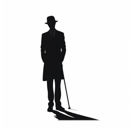 jason stands majestically in this stunning full-length silhouette, set against a stark black and white backdrop, exuding confidence and mystery, his dark outline a striking contrast to the monochromatic surroundings, evoking a sense of drama and sophistication in this artistic portrait photography. ai generatedの素材