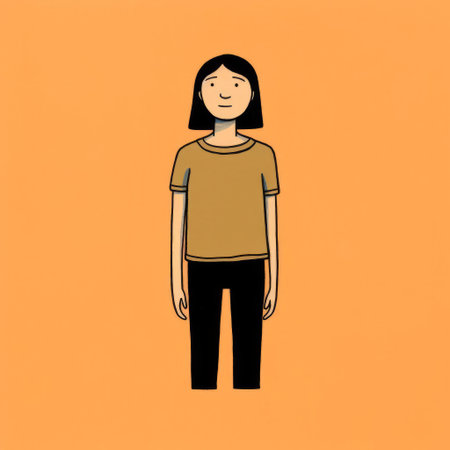 the woman, illustrated by jean jullien, stands confidently in a full-body pose, showcasing her vibrant personality through bold lines and bright colors, exuding a sense of modern femininity and playful elegance, perfect for art lovers and fans of contemporary illustration. ai generatedの素材