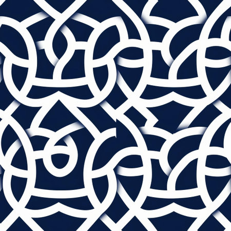 the geometric pattern features a modern minimal endless design with a soothing navy and white color scheme, perfect for backgrounds, wallpapers, and textiles, evoking a sense of calmness and serenity in any space, ideal for minimalist enthusiasts and design lovers alike. ai generatedの素材