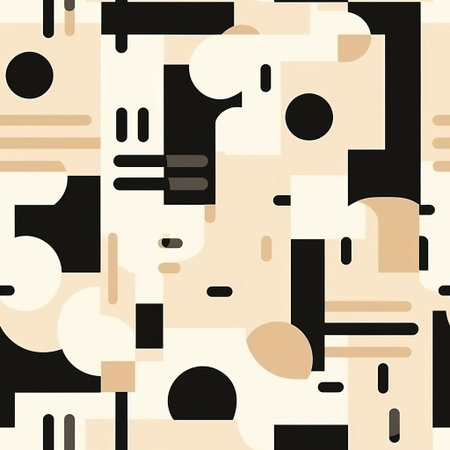 the background features a modern minimal endless pattern with beige and black hues, creating a sleek and sophisticated design perfect for website layouts, wallpapers, or graphic designs, evoking a sense of simplicity and elegance in digital art and visual compositions. ai generatedの素材