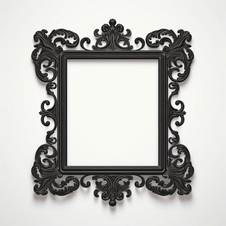 "elegant vintage frame design sits prominently against a crisp white background, showcasing a sophisticated flat black outline that adds a touch of classic charm to any room's decor, perfect for holding cherished memories or adding a stylish accent to modern interiors.", ai generatedの素材