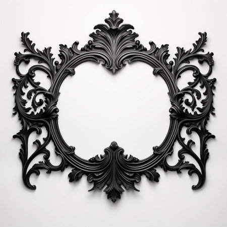 the vintage frame design, set against a crisp white background, exudes a sense of timeless elegance with its flat black borders, perfect for showcasing cherished memories, artwork, or photographs in a sophisticated and understated manner, ideal for home decor or office spaces. ai generatedの素材