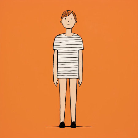 the woman, illustrated in a bold and vibrant style by french artist jean jullien, stands confidently with her feet shoulder-width apart, showcasing her full body in a playful and expressive pose, exuding a sense of freedom and joy, perfect for art lovers and fans of contemporary illustration. ai generatedの素材