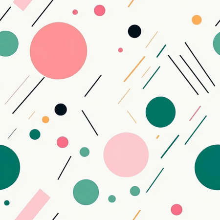 the geometric pattern features a modern minimal endless design with soft pink and green hues, creating a calming and serene visual effect, perfect for wallpaper, fabric, or digital design backgrounds, evoking feelings of tranquility and relaxation in interior spaces. ai generatedの素材