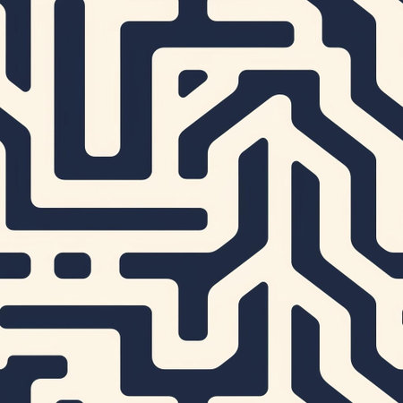 the geometric pattern features a modern minimal design with an endless repeat of navy and cream hues, creating a soothing and calming visual effect, perfect for backgrounds, wallpapers, and textile designs, evoking feelings of serenity and sophistication. ai generatedの素材