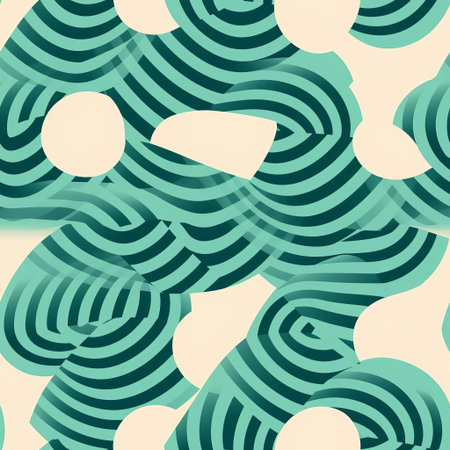 the geometric pattern features a modern minimal endless design with a soothing teal green hue, creating a calming visual effect, perfect for backgrounds, wallpapers, and designs that require a touch of serenity and sophistication, evoking feelings of relaxation and tranquility. ai generatedの素材
