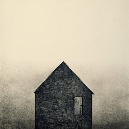 the attic, a serene and nostalgic haven, is beautifully captured in this minimalist monotype print, evoking a sense of retro charm and vintage elegance, with subtle textures and earthy tones that transport you back to a bygone era of simplicity and refinement. ai generatedの素材