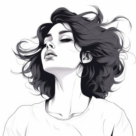 woman standing confidently in a powerful pose, illustrated in a simple yet elegant line art vector style, showcasing her full body figure with clean lines and minimal details, perfect for modern designs and feminine representations. ai generatedの素材