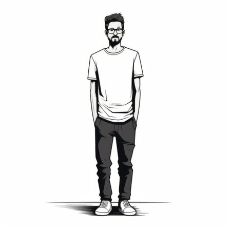 woman standing confidently in a relaxed pose, illustrated in a simple yet elegant line art vector style, showcasing a full body profile with clean lines, minimal details, and a modern aesthetic, perfect for digital designs, illustrations, and graphics requiring a minimalist approach. ai generatedの素材