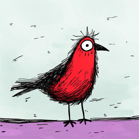the bird, illustrated in vibrant colors by allie brosh, perches on a branch, showcasing its stunning plumage and intricate feathers, capturing the beauty of nature and the art of wildlife illustration, perfect for bird enthusiasts and fans of colorful artwork. ai generatedの素材
