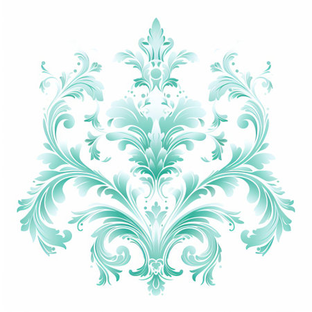 "elegant aqua damask vector icons stand out against a crisp white background, perfect for adding a touch of sophistication to your designs, from luxury branding to high-end packaging, and even elegant wedding invitations, with their intricate patterns and ornate details.", ai generatedの素材